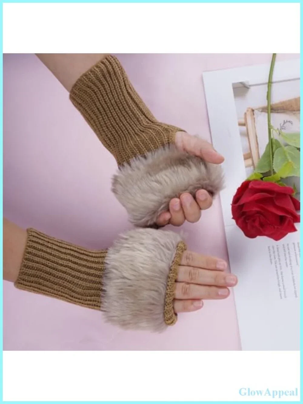 Faux Fur Fingerless Gloves Women's Winter Arm Warmers for Driving Writing